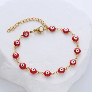 Evil Eye Red and Gold Bracelet